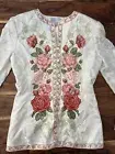 NWT Adrianna Papell Floral Rose Print Safe Silk Button Blazer Blouse 6