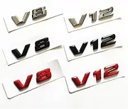 NPZPTFVFNR Car Styling Refitting Sticker Black Red Chrome 3D Sharp Font Letters V8 V12 Emblem Badge Fit for Mercedes Fit for Benz AMG Side Logo(Matte red,V12)