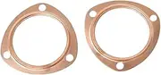 2 PCS 3 Inch Copper Header Exhaust Collector Gaskets, Exhaust Gaskets, Durable, Reusable for SBC BBC 302 350 454 383 Exhaust Gaskets (3 Bolt Pattern)