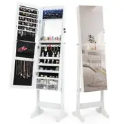 Costway Jewelry Armoire Storage Organizer Lockable Jewelry Cabinet Full-length Mirror