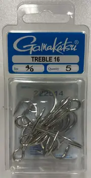 Gamakatsu 16 Heavy Duty Treble Fishing Hook #4/0