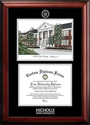 Campus Images NCAA Nicholls State Colonels Unisex Silver Medallion Frame Nicholls State University 11w x 8.5h Silver Embossed Diploma Frame Lithograph, Brown, One Size