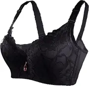 [Generic] Sports Bra Womens Bras Wired and Ped Maternity with Support Backless Plus Size Front Fastening Wireless Firm Strapless Ladies Lace Trendy Underwired Push Up Non Clear Back Strap (Black, 34/75C)