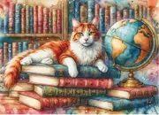 Delfy - Books, Globe & Purrs Puzzle 1000pc