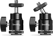 [SMALLRIG] Ball Head Cold Shoe Monitor Mount w/ 1/4"-20 Screw, Aluminum Alloy Adapter Support w/ 360° Adjustable Swiveling Ball-Head, Maximum Load: 3kg, Suitable for DSLR Cameras (2 PCS/Pack)- 2059