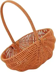 Hoement Creative Handmade Woven Watermelon Basket for Picnics Storage Home Decor Rustic Handheld Vegetable Basket Vintage Design Craftsmanship Multifunctional Use