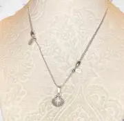 NWT Alex and Ani "SEA SHELL" CONNECTION Silver Adj 28" Necklace Charm w/Card