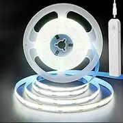 Clearhill 5V PIR Movement Sensor Dimmable USB Rechargeable COB LED Strip Lights,Built-in 1500mAh Battery,Three Modes,9.84FT/3M,Cool White 6500K,320LEDs/M,Night for Closet,Wardrobe,Bed,Stairs