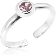 [Silverline Jewelry] 925 Sterling Silver Birth Month Cz Stone Adjustable Stackable Open Toe Rings