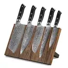 6Pcs TURWHO Cleaver Utility Santoku Slicing Chef Knife Magnetic Knife Block Set