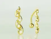 14k Yellow or White Gold Vertical Drop Top Down Belly Botton Ring