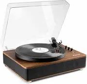 Fenton RP162 Vinyl Record Player Walnut Wood Turn Table HQ BT Out to Speakers Plus Built in Speakers
