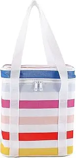 JDFHFGB 4 Bottle Wine Bag,Reusable Rainbow Stripe Wine Carrier Tote with Handle,Insulated & Leakproof Wine Cooler Bag for Wine Tasting Picnic Beach Party,Portable Grocery Bags for Camping