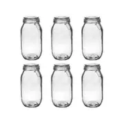 Argon Tableware Glass Storage Jars with Airtight Clip Lid - 2 Litre Set - Pack of 6