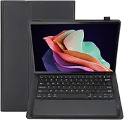 Case with Keyboard for Lenovo Tab P12/Pad Pro 12.7 inch 2023 TB370FU TB371FC, Rechargeable Detachable Wireless Keyboard Case with Pen Holder (Black)