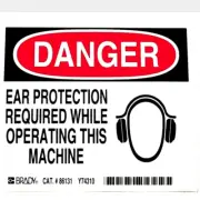 Brady 86131 3-1/2" x 5" Ear Protection Required Danger Sign (Pack of 5)