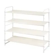 4 Tier Stackable Shoe Rack, Expandable & Adjustable Fabric Shoe Shelf Storage...