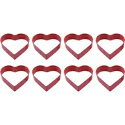 8x R&M Heart Cookie Cutter Polyresin Coated Steel Biscuit Baking Mould 8cm Red