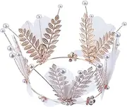 [BELLIFFY] Unique Acrylic Leaves Gauze Crown for Women Girls Brides and Bridesmaids