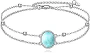 [CRMAD] Larimar/Labradorite Anklet for Women Sterling Silver Oval Anklet Jewelry Gift for Women
