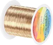 uxcell 0.2mm Jewelry Wire, 32 Gauge 328FT Craft Wire Copper Beading Wire for Jewelry Making/Planting/Weaving/DIY Crafting, Soft Metal Wires [100M, Champagne Gold]