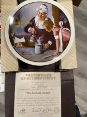 Edwin M Knowles China Co The Cooking Lesson by Norman Rockwell Plate Collectors