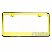 Gold Chrome License Plate Frame VENZA Laser Etched Metal Screw Cap (for: Toyota)