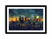 Los Angeles At Night Framed print Art Poster