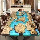 Blue Epoxy Resin Table, Epoxy Wooden Resin River Table top, Epoxy Center Table