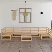 Patio Chairs Furniture Set, Balcony Sofa Furniture with Side Table, 8 Piece Garden Lounge Set for Porch, Poolside, Deck, Garden, 70 x 70 x 67 cm, Brown