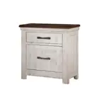 3 Drawer Nightstand - USB Ports - White & Walnut