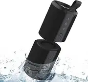 [KOVE] Commuter 2 - Black Bluetooth Speakers, Portable, Wireless with HD Louder Volume, Deep Bass Subwoofer, Microphone, IPX7 Waterproof - Perfect Boom Box for Home, Outdoor or Travel