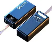 100000mAh Power Bank Fast Charging Portable Charger, External Battery Built in 3 Output and 1 Input Cables and Flashlight, Compatible with Smartphones and Small Devices(Size:100000Mah,Color:Black)