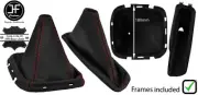 RED STITCH LEATHER GEAR + HANDBRAKE BOOT + FRAME FOR NISSAN PATHFINDER 05-12