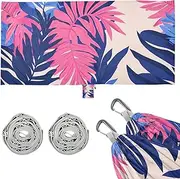 Tropical Style Palm Tree Leaves Pink and Blue Outdoor Hammock with Hanging Rope Hanging Hammock for Outside Camping Essentials