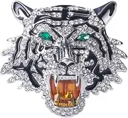 [Maaua] Rhinestone Tiger Head Brooch Pins - Lapel Pin Coat Badge Alloy for Vintage Men's for Scarves Collar Accessories for Men Women Gold/Silver