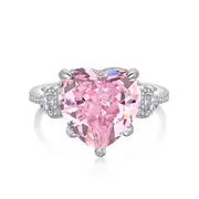 ANYCO Ring S925 Sterling Silver Ring Pink Shape Trendy Color CZ 8A 6ct Silver Wedding Ring