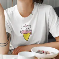 在飛比找蝦皮商城優惠-Cute Cat Ice Cream 中性短袖T恤 白色 可