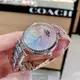 COACH手錶, 女錶 34mm 玫瑰金圓形精鋼錶殼 彩虹圈時分中二針顯示, 滿天星鑽圈錶面款 CH00059