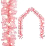 Christmas Garland with LED Lights 20 m Pink Holiday Decor Festive Home Decoration