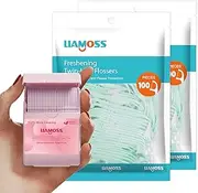 LIAMOSS Twin Line Floss Picks,250 Count Pink Travel Mint Dental Flossers,No Break No Shred Super Clean Tight Teeth Tool Kit,Superfine for Adults Comfort Toothpicks,for Travel,Dating(Pink)