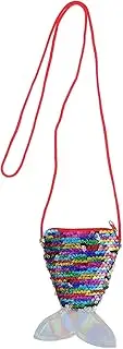 [HORIALENCE] Mermaid Purse Lanyard Dazzling Sequin Crossbody Bag for Boys and Girls for Birthday Party Favors and Everyday Use