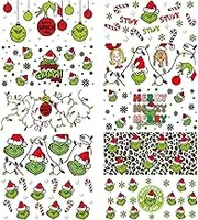 UV DTF Cup Wrap, 10 Sheet Christmas Transfer Stickers for 16 oz Glass Cups, Winter Rub on Transfer for Crafting, Waterproof Transfer Decals for Libbey Glass Tumblers Furniture Wood DIY Crafts