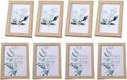 [AIMALL] 8PCS Wooden Photo Frame Set with Folding Stand and Wall Hooks, 5x7 and 4x6 Inch Picture Holders, Natural Wood Desktop or Wall Display for Home Office Décor