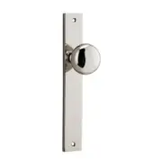 Iver Cambridge Door Knob on Rectangular Backplate Polished Nickel