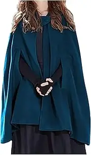 [XUNRYAN] Women's Winter Fall Wool-Blend Hooded Cape Coats Poncho Cropped Cloak with Hood Halloween Christmas Costumes