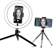 MEFESE DC5V 7W LED Light Round Selfie Camera Lamp with Mini Tripod USB Powered Operated 10 Levels Adjustable Brightness Dimmable/Color Temperature Changing/ 360° Rotatable Illumination Angle for Liv