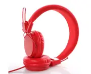 Wired Ear Headphones Stylish Headband Earphones for iPad Tablet Headset - Red