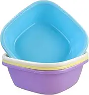 Yarebest 4 Packs Square Small Washing Up Bowl, Colored Plastic Wash Bowl Basin Set