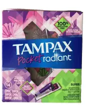 Tampax Pocket Radiant Tampons - 14 Super - NEW SEALED